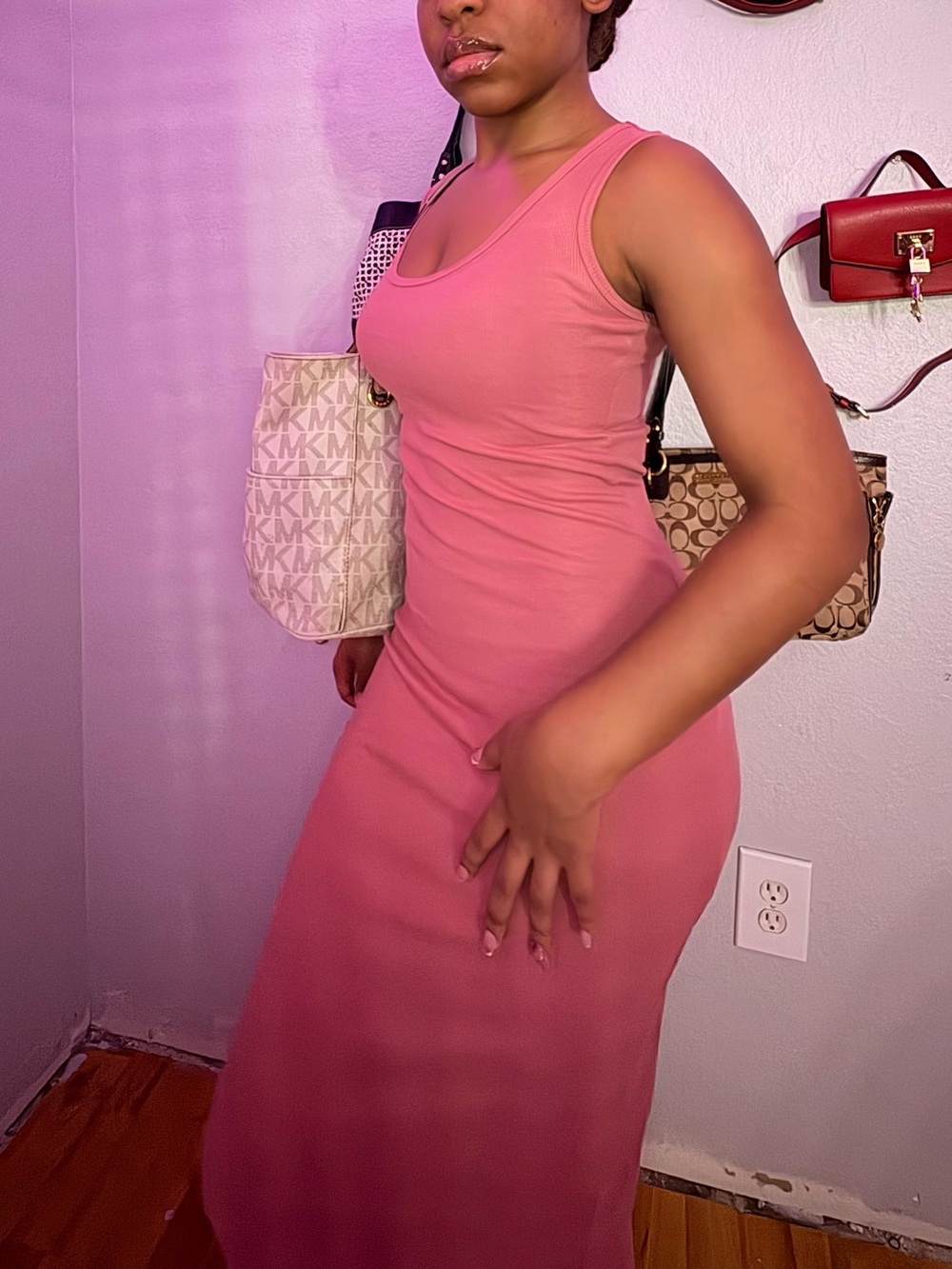 Heart Hips Sleeveless Pink Maxi Dress